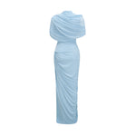 Asymmetrical Pleated Maxi Dress