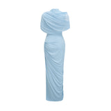 Asymmetrical Pleated Maxi Dress