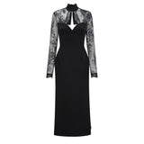 Black Lace Panel Maxi Dress