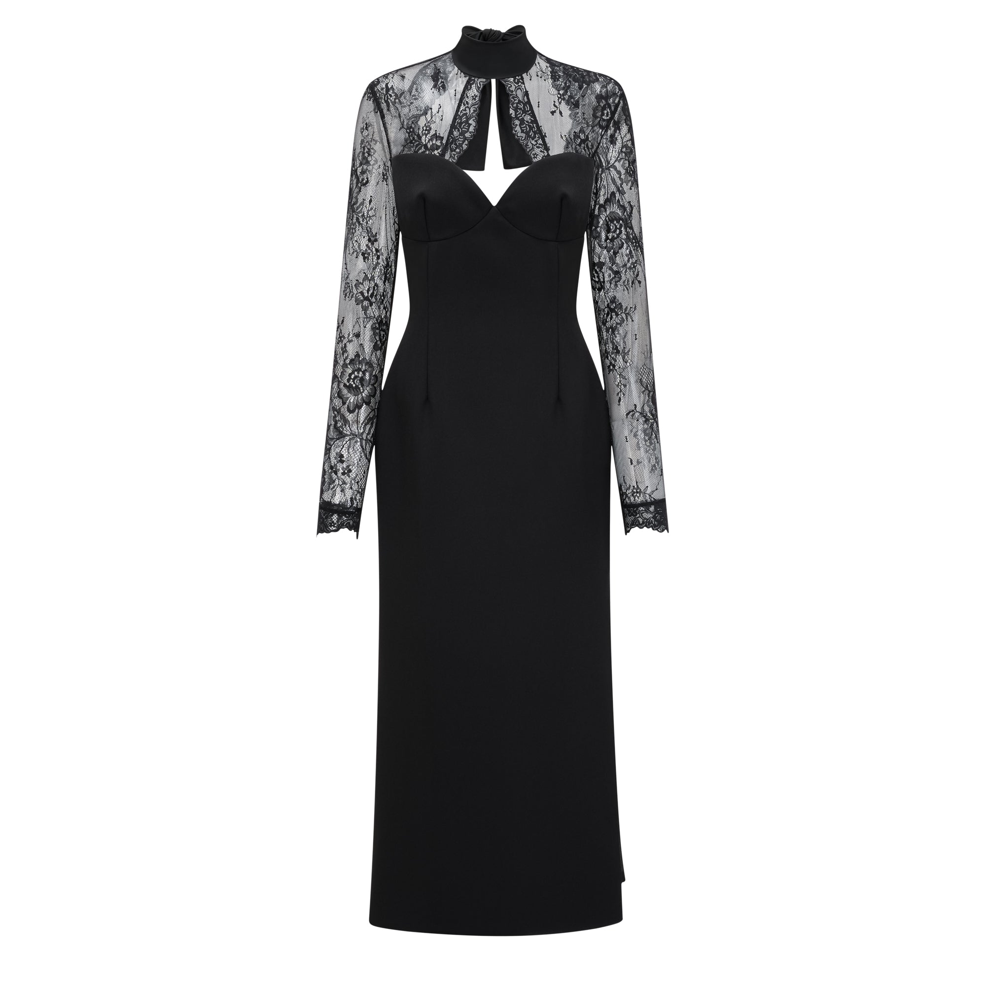 Black Lace Panel Maxi Dress
