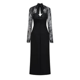 Black Lace Panel Maxi Dress