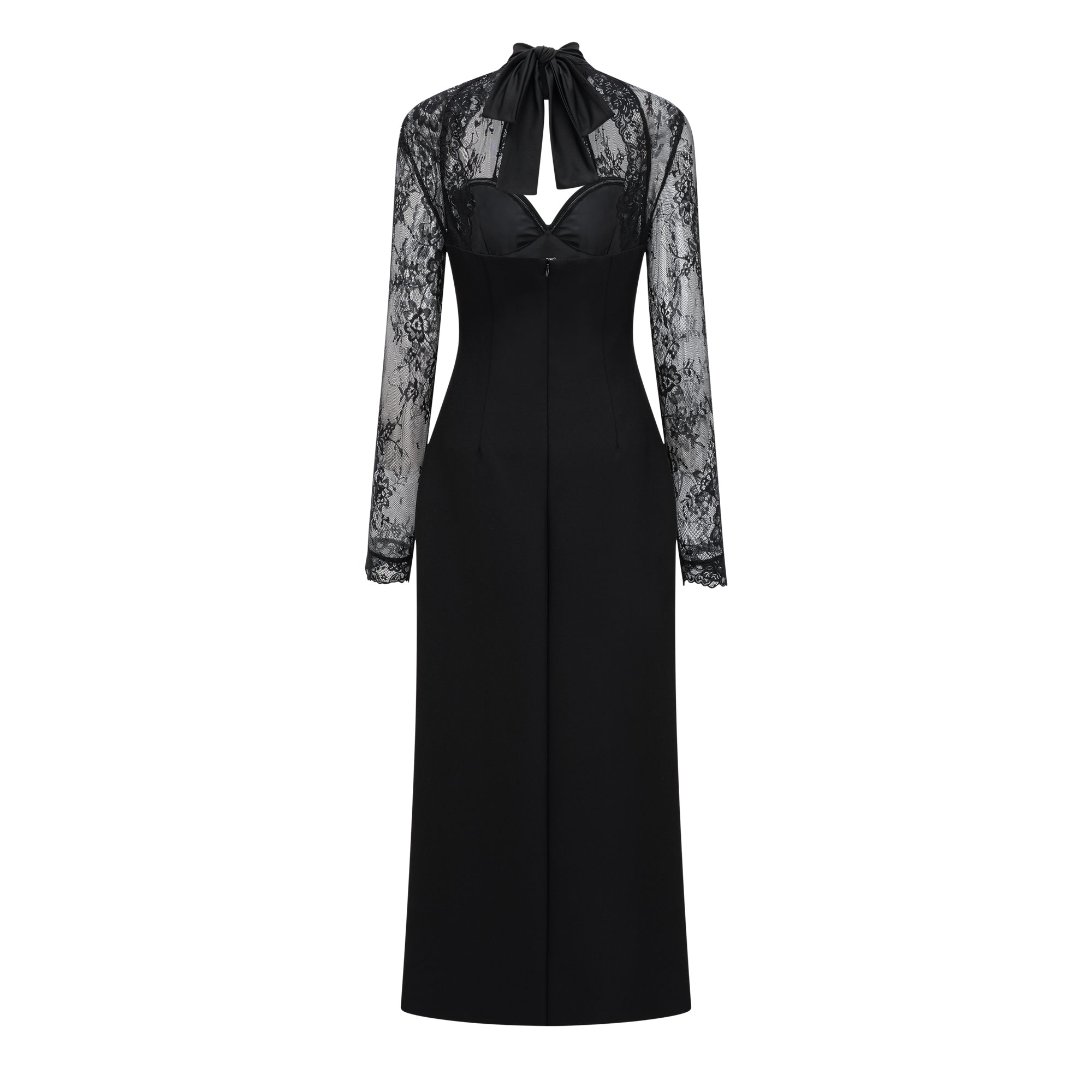 Black Lace Panel Maxi Dress