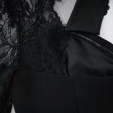 Black Lace Panel Maxi Dress