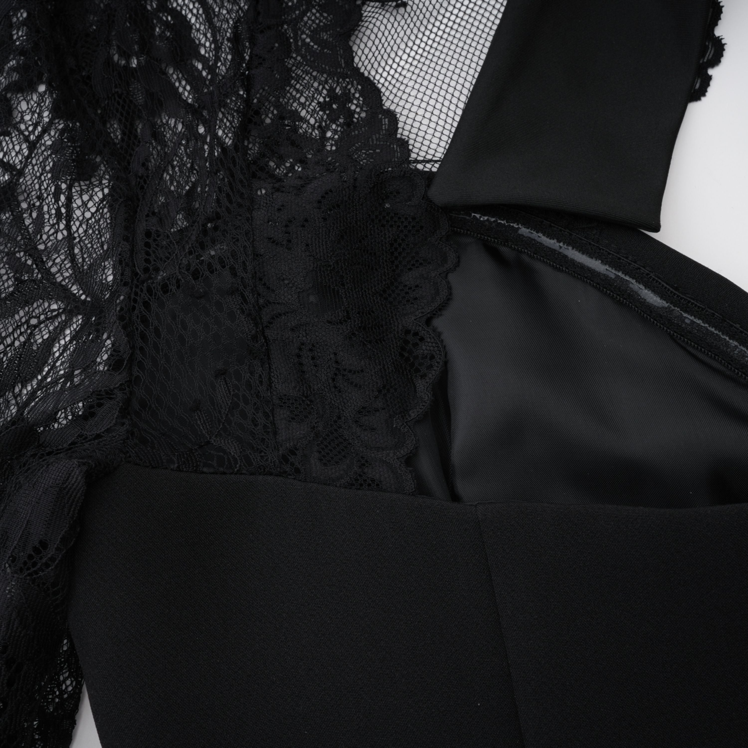 Black Lace Panel Maxi Dress