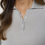 Damen Anspruchsvolles Strick-Poloshirt Cold Beige Melange