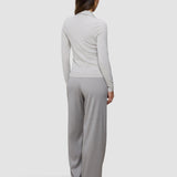 Damen Anspruchsvolles Strick-Poloshirt Cold Beige Melange