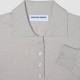 Damen Anspruchsvolles Strick-Poloshirt Cold Beige Melange