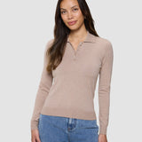 Damen Anspruchsvolles Strick-Poloshirt Kupfer Melange