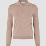 Damen Anspruchsvolles Strick-Poloshirt Kupfer Melange