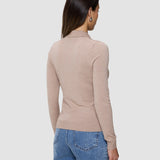 Damen Anspruchsvolles Strick-Poloshirt Kupfer Melange