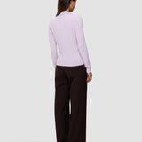 Damen Anspruchsvoll Strick Poloshirt Weich Pink Melange