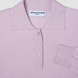Damen Anspruchsvoll Strick Poloshirt Weich Pink Melange