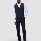 Essential Anzughose Regular Marineblau gestreift