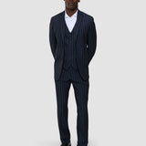 Essential Anzughose Regular Marineblau gestreift