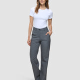 Damen Essential Hose Straight Dunkel Grau Melange
