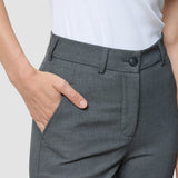 Damen Essential Hose Straight Dunkel Grau Melange