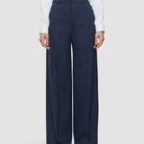 Damen Essential Hose Weit Marineblau Nadelstreifen