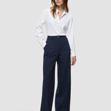 Damen Essential Hose Weit Marineblau Nadelstreifen