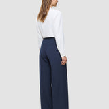 Damen Essential Hose Weit Marineblau Nadelstreifen