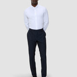 Essential Anzughose Slim Marineblau gestreift