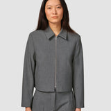 Essential Shorts Reißverschluss Jacke Dunkel Grau Melange