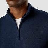 Alltags-Strickpullover mit halbem Reißverschluss in Marineblau