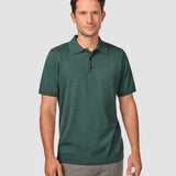 Strick-Poloshirt mit kurzem Arm für den Alltag in Schattengrün
