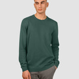 Alltags-Strickpullover Rundhals schattengrün