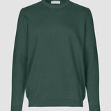 Alltags-Strickpullover Rundhals schattengrün