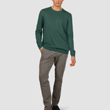 Alltags-Strickpullover Rundhals schattengrün