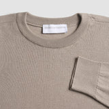 Feinstrick-Pullover mit Rundhalsausschnitt in Dunkelsand