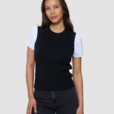 Damen Feinstrick-Rippweste Schwarz