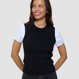 Damen Feinstrick-Rippweste Schwarz