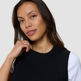 Damen Feinstrick-Rippweste Schwarz