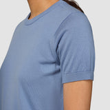 Feinstrick-T-Shirt Serenity Blau