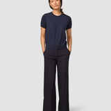 Feinstrick-T-Shirt Marineblau