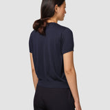 Feinstrick-T-Shirt Marineblau