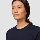 Feinstrick-T-Shirt Marineblau