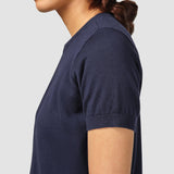 Feinstrick-T-Shirt Marineblau