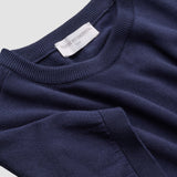 Feinstrick-T-Shirt Marineblau