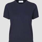 Feinstrick-T-Shirt Marineblau