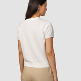 Feinstrick-T-Shirt Off-White