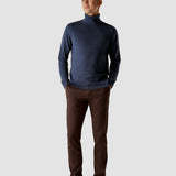 Feinstrick-Rollkragenpullover marineblau
