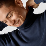 Feinstrick-Rollkragenpullover marineblau