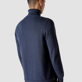 Feinstrick-Rollkragenpullover marineblau