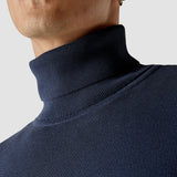 Feinstrick-Rollkragenpullover marineblau