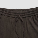 Leinen Set Espresso Kurzarm Hemd & Relaxed Hose