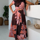 Betty asymmetrisches Blumen-Midikleid