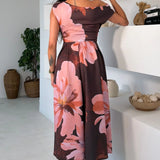 Betty asymmetrisches Blumen-Midikleid