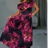 Betty asymmetrisches Blumen-Midikleid
